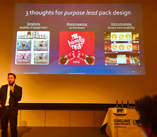 Jose Gorbea, head of Marketing, Digital & Sales, Mondelez Europe, speaking at the HP/The Dieline brand conference at Interpack.