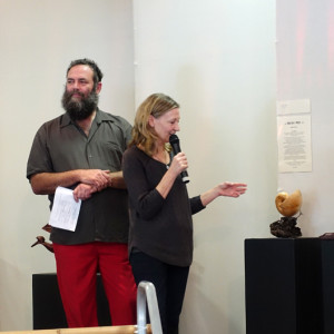 Ross Annels, Linda Nathan and MC Claire. George Gavaric was unable to stay over in Maleny for the delayed awards presentation the following morning. Photo: Raf Nathan