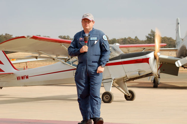 Kenny Love on the mic for a flying weekend at Temora Aviation Museum. (Steve Hitchen)