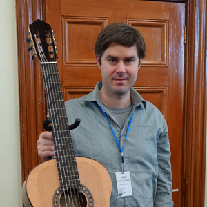Kim Lissarrague with one of his guitars, see www.klguitars.com