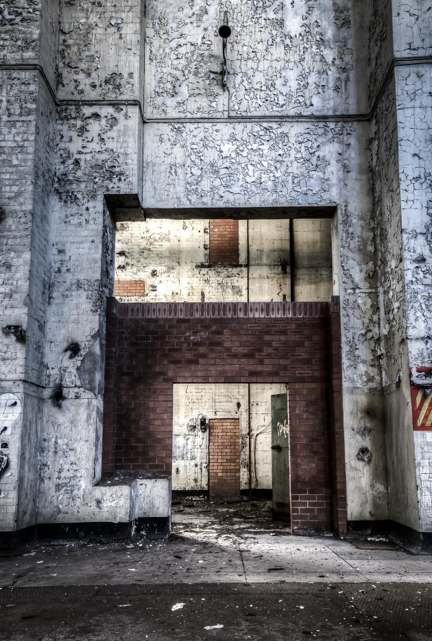 Lead paint wall. Enternace to the work shop with peeling leaded paint wall. &copy; Brett Patman