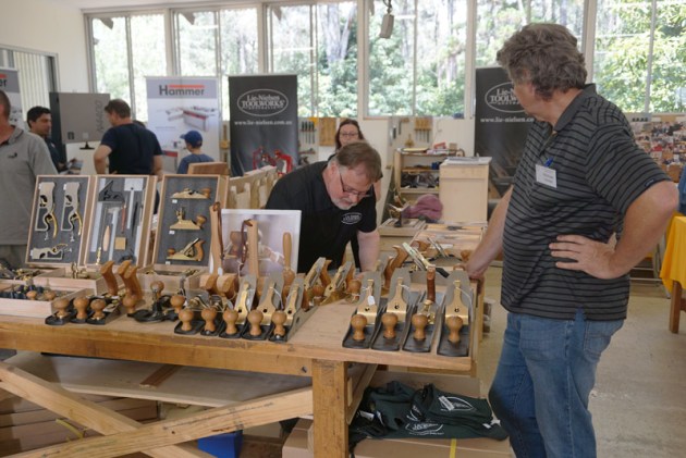 Anthony Powell and Jenny Pickard with some of the range of Lie Nielsen tools they stock.