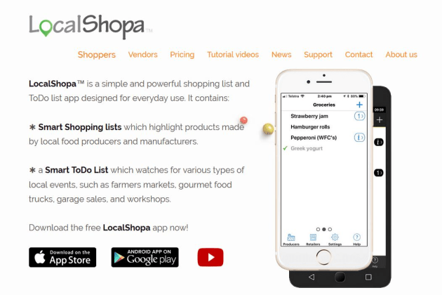 The app enables food producers to create a profile in which to promote their products.