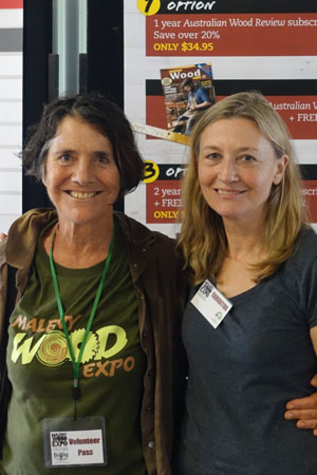 Wootha Prize and Expo organiser Mim Coulstock with Wood Review editor Linda Nathan.