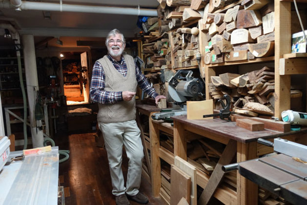 Morris Lake in his workshop