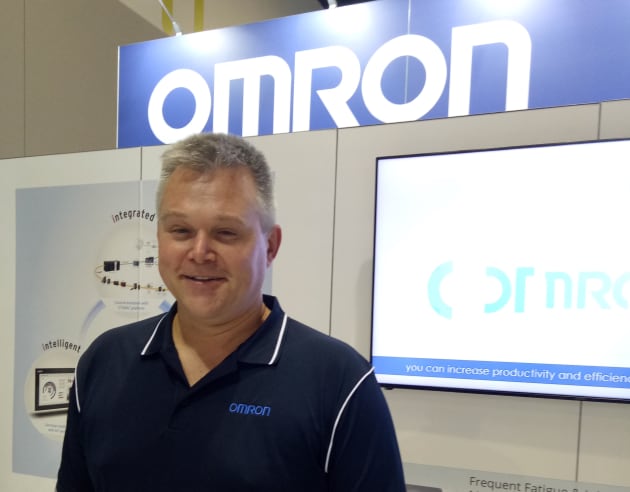 Omron's Chris Probst on the company's stand at Foodpro