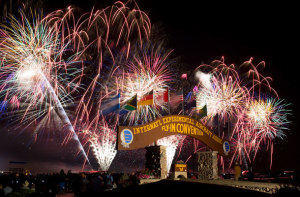 Pyros over Oshkosh during the Wednesday night air show. (EAA/Chet Wehe)
