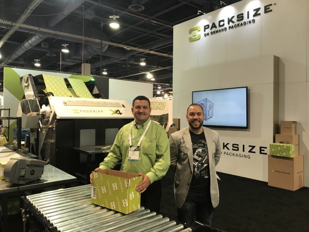 Wes Hayse and Kory Kollman of Packsize demonstrated the company's on-demand secondary packaging solution.