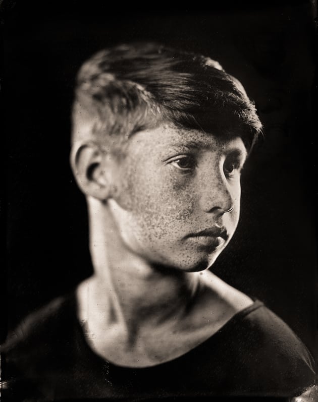 "M (boy)" as a tintype. 4 x 5 inch direct positive, wet plate collodion on metal. &copy; Paul Alsop.