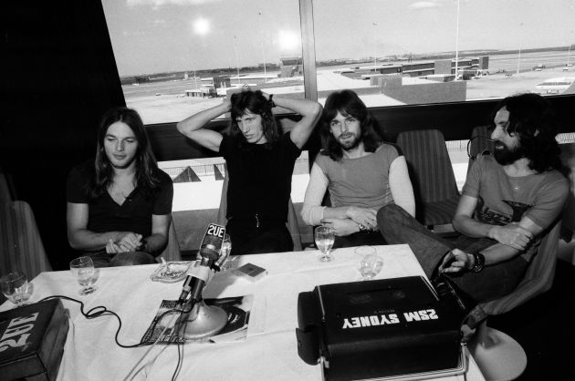 Pink Floyd&rsquo;s Dave Gilmour, Roger Waters, Rick Wright and Nick Mason. Sydney Airport, 1971. &copy; Philip Morris.