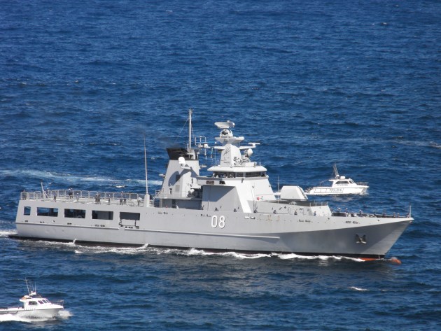 The Royal Bruneian Navy's KDB Darulaman at the RAN's International Fleet Review in 2013. Credit: Saberwyn CC BY-SA 3.0 https://commons.wikimedia.org/w/index.php?curid=28844148