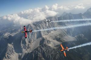 Kirby Chambliss, Hannes Arch and Nicholas Ivanov tour the Dachstein mountain range in Styria in the lead-up to this weekends Red Bull Air Race. (Joerg Mitter/Red Bull Content Pool)