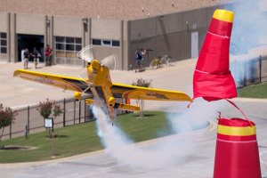 Matt Hall hits the pylon in the final training session in Dallas. (Red Bull Content Pool)