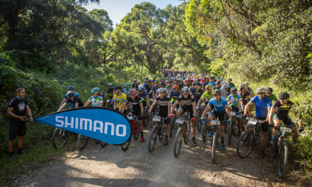 Start to Round 1 of the SHIMANO MTB Grand Prix at Glenrock. Photo by OuterImage.com.au