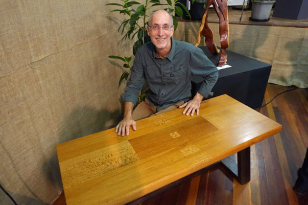 Raf Nathan won third prize with his Neo table made from recycled silky oak.