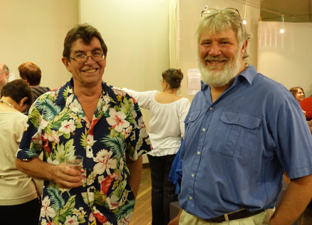 Richard Vaughan (left), one of three judges for the Wootha Prize with Wayne from Barung.
