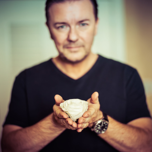 Ricky Gervais
It is the day of the LA Marathon. LA is in lock down and cut in half as the runners are going from Dodgers Stadium to the Coast. If you look at a map, it is a suicide move to drive anywhere on this day. So, Ricky confirms the morning of the LA marathon to photograph him in his suite at the Beverly Hilton, right on the route. I made it. Ricky is hilarious and generous. &ldquo;Peace is worth fighting for.&rdquo;