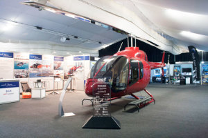 Local agent Hawker Pacific brought a mock-up of the Bell 505 to Rotortech 2014. (AHIA)