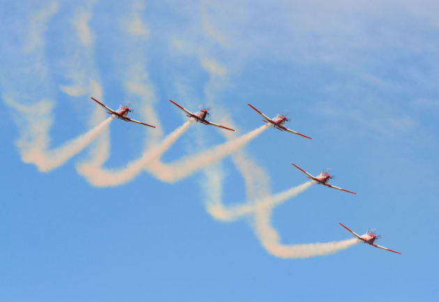 Time is short now for the Roulettes PC-9 era. The aircraft is soon to be replaced by the PC-21. (Steve Hitchen)