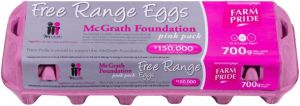 Profits from the pink eggs contribute to a $100,000 donation to provide breast care nurses to cancer sufferers.