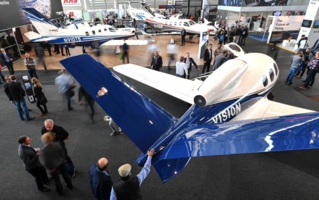 Business and corporate transports were popular. The Cirrus SF50 Vision is in the foreground with the newly-announced TBM910 in the background. (AERO)