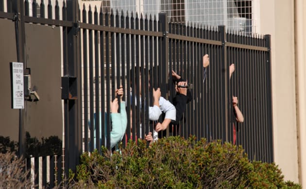 You keep-a knocking, but you can't come in: those without an ASIC have to stay behind the security fence at Bathurst, NSW. (Steve Hitchen)
