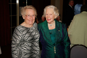 Pioneers of women's aviation in Australia, Senja Robey (left) with Nancy-Bird Walton.