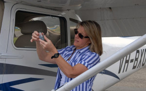 Outback flying advocate and former editor of Australian Flying Shelley Ross gets ready for another flight in one of her favourite C182s. (Steve Hitchen)