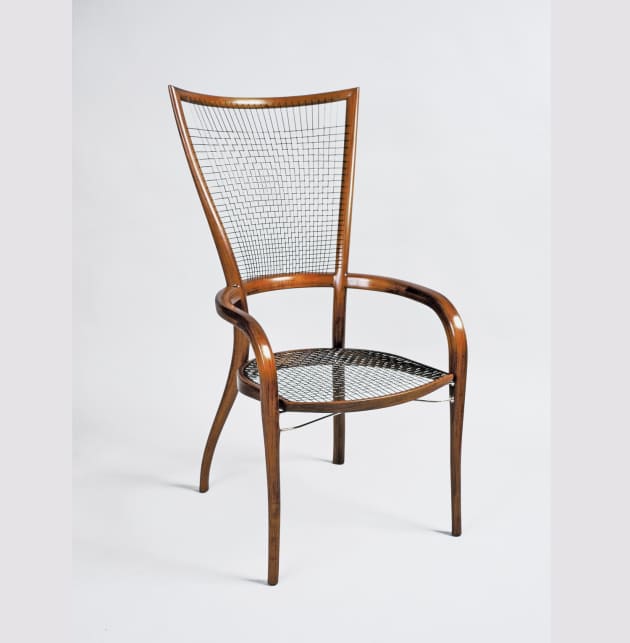 Simon Zablotsky, Blackwood Laminated Chair, 2007, blackwood, stainless steel, shark wire, 1070 x 500 x 490mm