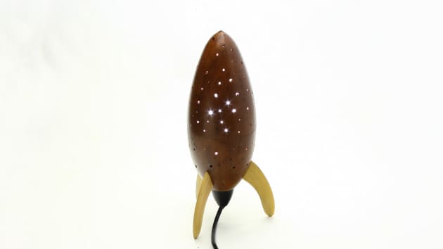 Best Student was awarded to Aiden Bonar for his lamp made of redgum and Huon pine, finished with Croma clear acrylic