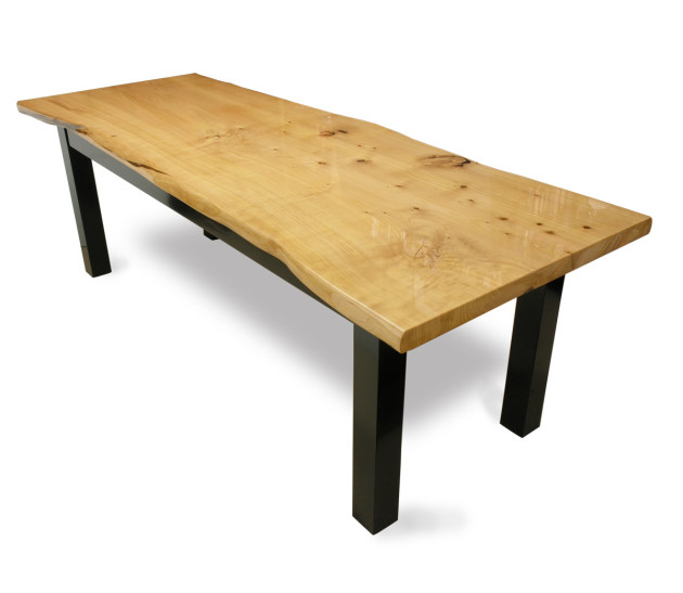 Another view of Graham Sands dining table showing the macrocarpa top.