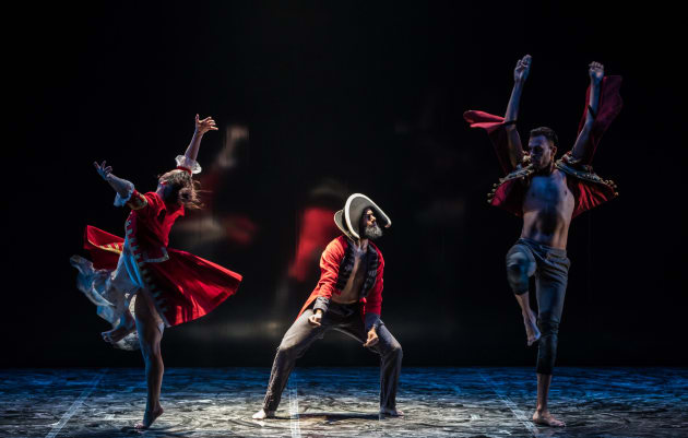 Tara Robertson, Beau Dean Riley Smith & Kaine Sultan-Babij in 'Bennelong'. Photo: Vishal Pandey.