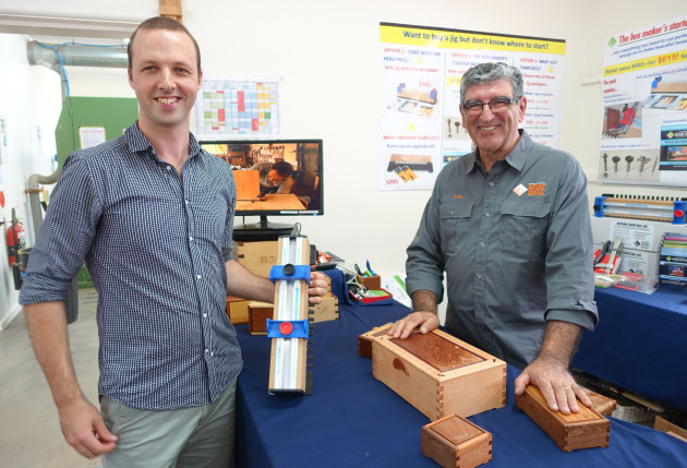 Tim Noone, Studio Woodworkers Australia member with Col Hosey, Gifkins Dovetail