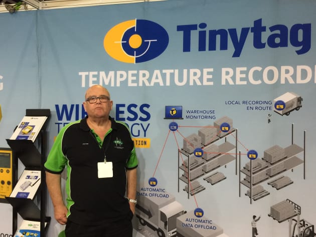 Peter Loveday, general manager of sales and marketing at Hastings Data Loggers, was on the stand to show the company&rsquo;s latest portable radio loggers which can gather data on things like temperature, humidity, and vibration for food, transportation and other industries. 

The radio data logger, Tinytag, has only been available for a couple of years, and uses a &ldquo;mesh network&rdquo; so users have no need for software, although the latest model can be plugged into a company&rsquo;s LAN, Loveday says.