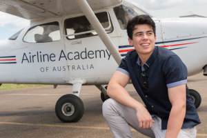 Jason Dapozzo is one of 15 students who sampled aviation life at the University of South Queensland. (University of South Queensland)