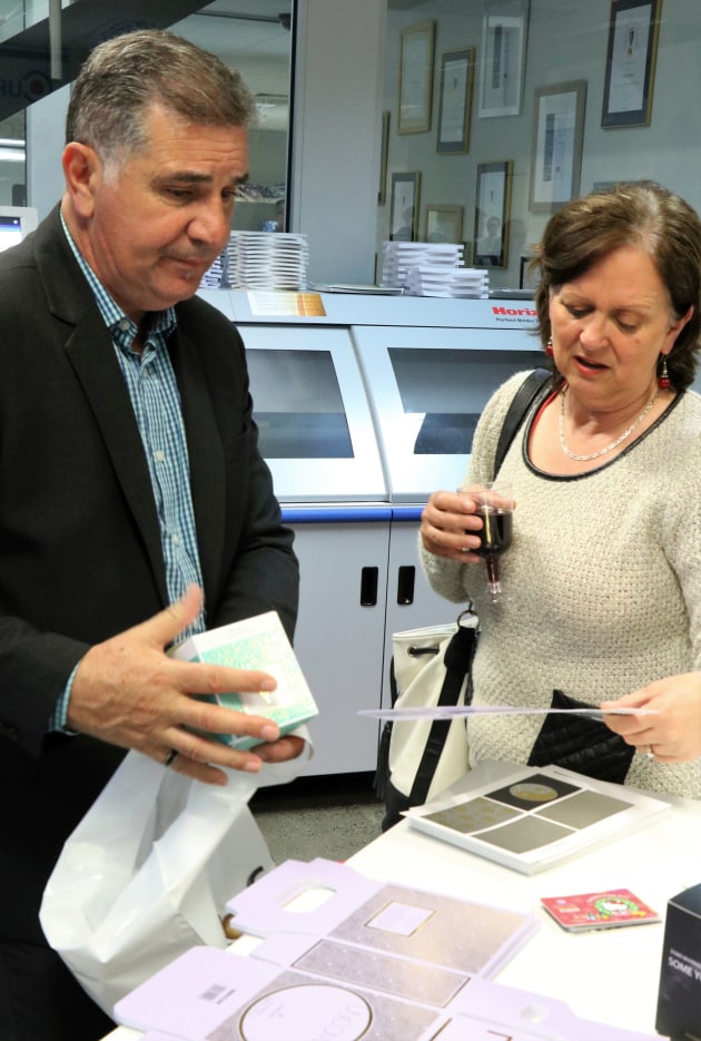 Vince Pignataro from Currie Group discusses embellishment with Julie Stephens from BGS Printing at Currie LIVE