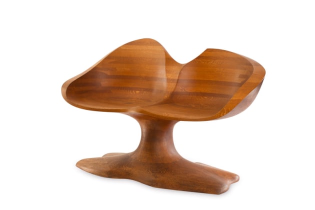Wendell Castle, Double Chair, 1967, oak, 838 x 1368 x 711mm. Photo: Matt Wittmeyer