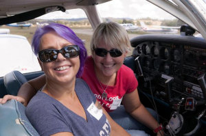 Local hairdresser Gail Collins made the most of her last weekend as a single lady making her first flight with a girlfriend and pilot Ray Jenkins at WOAW 2014 at Coldstream. (via Yarra Valley Flight Training)