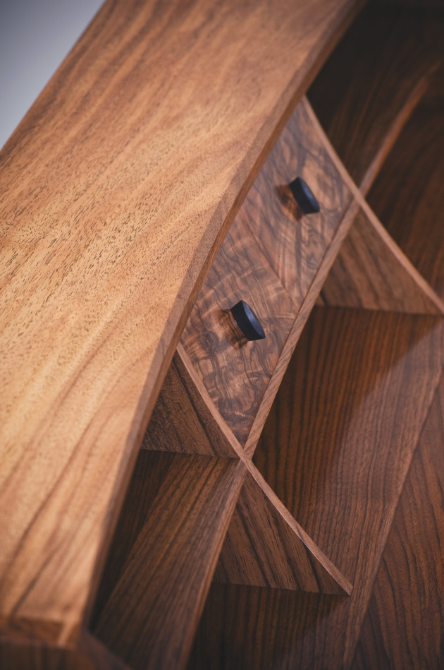 Detail of the desk front. Photo: Daniel Allen.