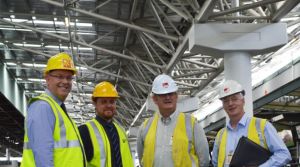 From left, Brisbane Markets Limited (BML) CEO Andrew Young, BML Assistant Property Manager Luke Leeson, Wiley Site Manager Richard Forbes, and Wiley Senior Project Manager Barry Murphy.