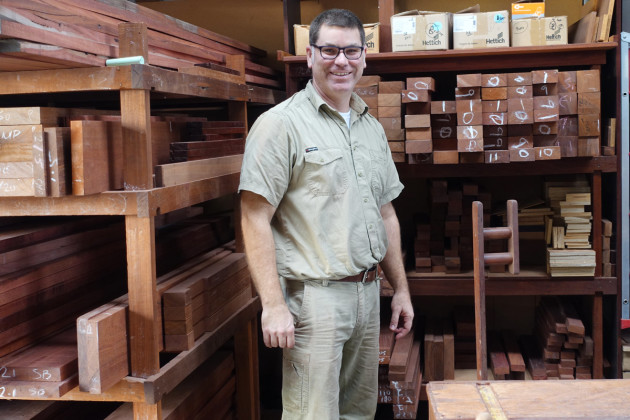 James Shadbolt, Workbench World, WA. Jarrah is the flagship timber of the company's product.