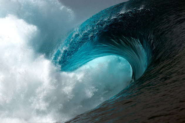 &copy; Ed Sloane. A huge chunk of energy unloads on shallow coral.