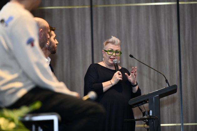 Food & Drink Business editor Kim Berry chaired the Meet the Industry panel with plant-based meat makers.