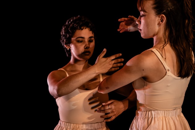 Keia McGrady (left) and Olivia Adams performing 'Charcoal'; photo by Gabrielle Comerfield.