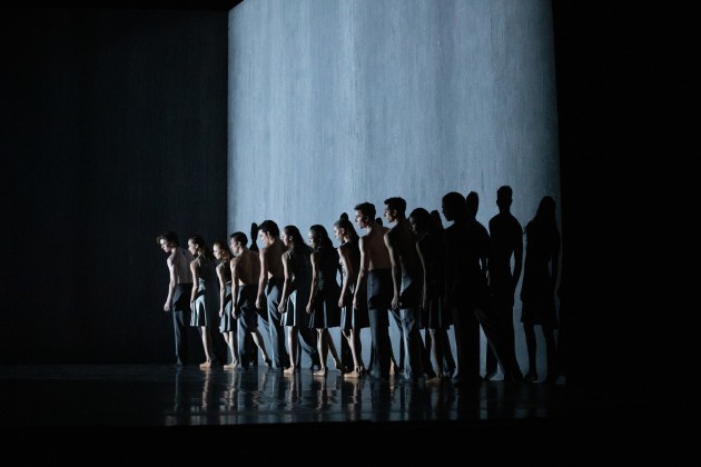 The Qld Ballet cast in 'A Brief Nostalgia', from left: D'Arcy Brazier, Georgia Swan, Mia Heathcote, Luke Dimattina, David Power, Vanessa Morelli, Lina Kim, Heidi Freeman, Joshua Ostermann, Mali Comlecki, Renee Freeman, Rian Thompson. Photo by David Kelly.