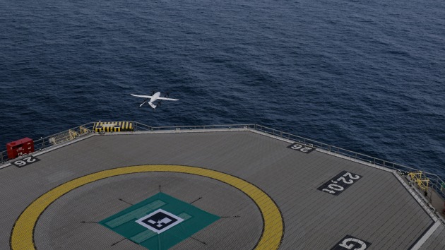 A Swoop Aero system taking off from an offshore platform. 

Credit: Swoop Aero