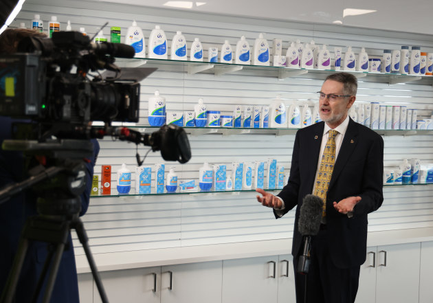 Ego Pharmaceuticals' MD Alex Oppenheim addresses the media.[Photo: Alex Coppel]
