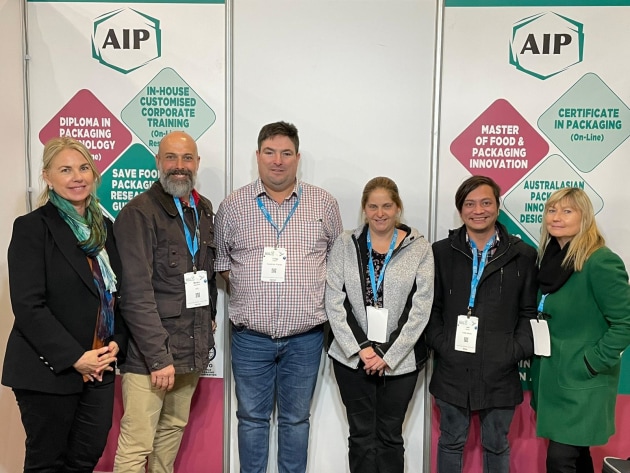 Connection at the AIP stand: PKN&rsquo;s Lindy Hughson, Marzio Magistrelli, Craig Walker, Lea Reynolds with PKN&rsquo;s Jan Arreza and Colleen Bate.
Image: PKN