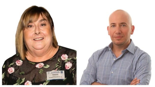 Seminar panellists Joanne Howarth and Richard Fine.