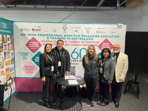 Food & Drink Business and PKN's Sharon Amos (far left), on the AIP stand with (l to r) Mark Kelton, Nerida Kelton, Nis Ikhwan, and Ralph Moyle
